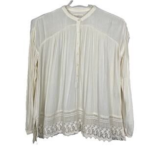 Denim & Supply Ralph Lauren Tunic Top Women Sm Ivory Gauze Crochet Boho Peasant